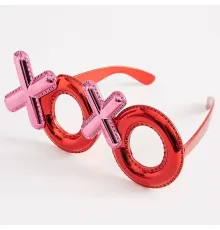 Kırmızı Renk Xoxo Yazılı Parti Gözlüğü 17x7 cm