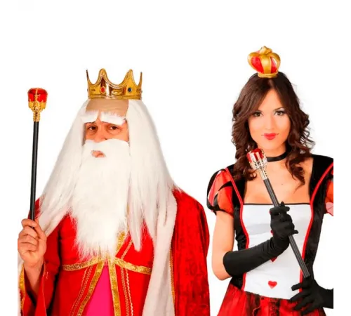 Kırmızı Topuzlu Kral Asası Kraliyet Asası 40 Cm 1 Adet