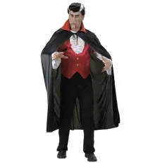 Kırmızı Yakalı Siyah Dracula Pelerin 120 cm