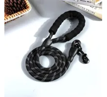 Köpekler İçin Gezdirme Tasması Reflektörlü 130 cm Halat Orta ve Büyük Boy Köpekler İçin Siyah