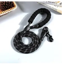 Köpekler İçin Gezdirme Tasması Reflektörlü 130 cm Halat Orta ve Büyük Boy Köpekler İçin Siyah