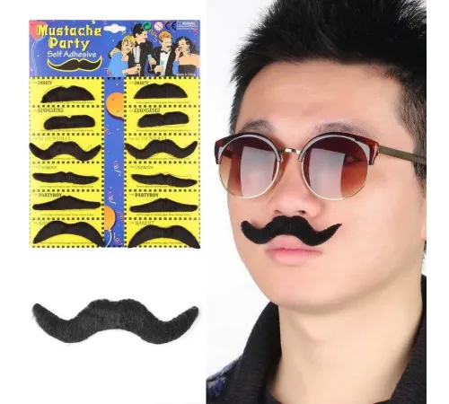 Kostüm Partisi Takma Bıyık 6 Model 12 Adet