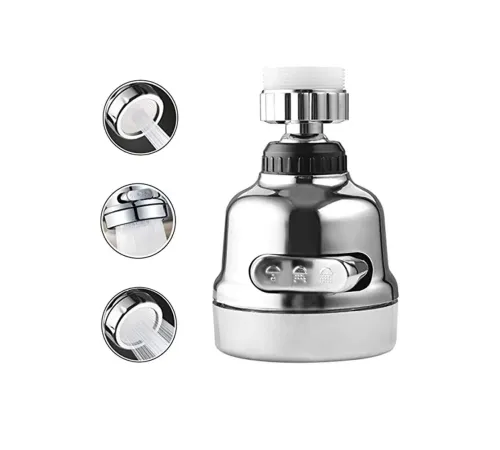 Krom 3 Fonksiyonlu Mutfak Lavabo Başlığı 360 Derece Döner Musluk Ucu