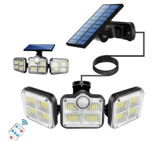 Kumandalı Solar Güneş Enerjili 122 Ledli Hareket Sensörlü Bahçe Aydınlatma Sokak Lambası