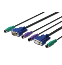 KVM (Keyboard/Video Monitor/Mouse) İçin Ahtapot Kablo, 3 metre, siyah renk, 1 x VGA dişi, 1 VGA erkek, 2 x PS/2 Klavye erkek, 2 x PS/2 Mouse erkek