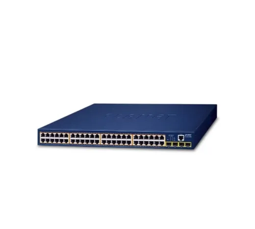 L2/L4 Yönetilebilir Gigabit PoE Switch (L2/L4 Managed Gigabit PoE Switch)<br>
48 x 10/100/1000Base-T IEEE 802.3at/af PoE+ Injector (Port 1 ile Port-48 arası) (Port başına 30.8 watt) (PoE Power Bütçesi maks. 600 watt)<br>
4 x 100/1000BASE-X min