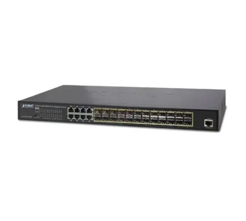 L2+ Yönetilebilir Switch (L2+ Managed Switch)<br>
24-Port 100/1000Base-X mini-GBIC/SFP yuva<br>
8-port 10/100/1000Base-T (Port-1 ile Port-8 paylaşımlı)<br>
1 x Konsol port<br>
Redundant AC/DC Power
