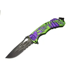 Lanmark MX20B Testereli Outdoor Çakı 22 cm - Yeşil Metal Sap, , İp kesme