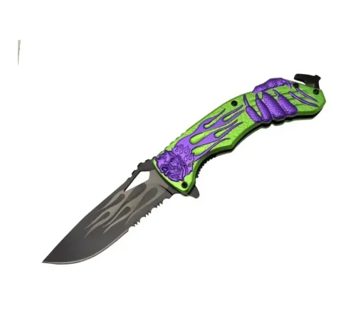 Lanmark MX20B Testereli Outdoor Çakı 22 cm - Yeşil Metal Sap,  İp kesme