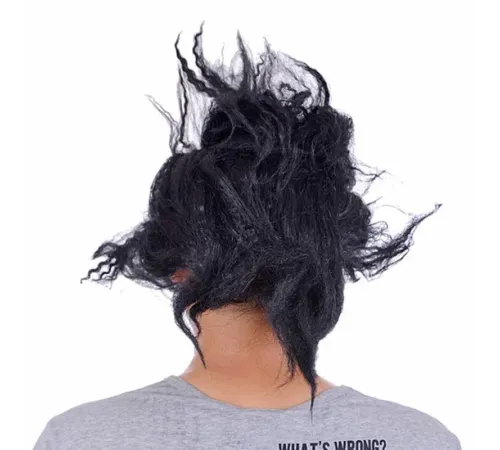 Lateks Dişli Korku Maskesi Saçlı Yarım Surat