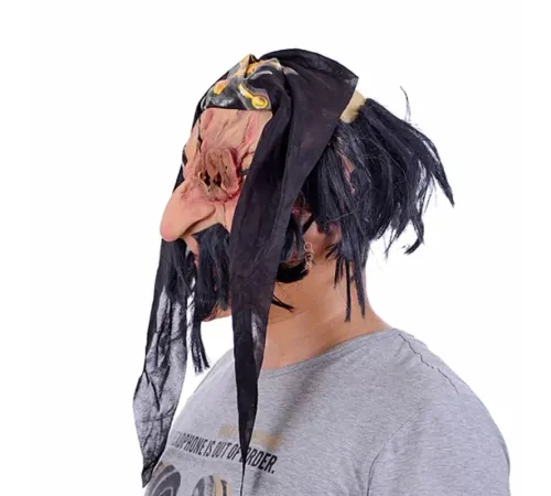 Lateks Saçlı Sakallı Korsan Maskesi