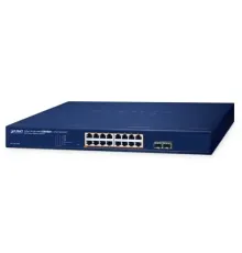 Layer 2 Web Smart Ethernet Switch<br>
16-Port 10/100/1000T IEEE802.3af/at PoE+ port (Port başına 30.8 watt) (PoE Güç Bütçesi maks. 240 Watt)<br>
2-Port 1000X SFP yuva<br>
16-Port 10/100/1000T 802.3at PoE + 2-Port 1000X SFP Web Smart Ethe
