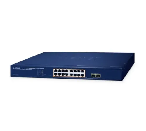 Layer 2 Web Smart Ethernet Switch<br>
16-Port 10/100/1000T IEEE802.3af/at PoE+ port (Port başına 30.8 watt) (PoE Güç Bütçesi maks. 240 Watt)<br>
2-Port 1000X SFP yuva<br>
16-Port 10/100/1000T 802.3at PoE + 2-Port 1000X SFP Web Smart Ethe
