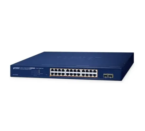 Layer 2 Web Smart Ethernet Switch<br>
24-Port 10/100/1000T IEEE802.3af/at PoE+ port (Port başına 30.8 watt) (PoE Güç Bütçesi maks. 260 Watt)<br>
2-Port 1000X SFP yuva<br>
24-Port 10/100/1000T 802.3at PoE + 2-Port 1000X SFP Web Smart Ethe