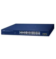 Layer 2 Web Smart Ethernet Switch<br>
24 x 10/100/1000BASE-T port<br>
2 x 100/1000BASE-X SFP yuva<br>
24-Port 10/100/1000T + 2-Port 1000X SFP Web Smart Ethernet Switch