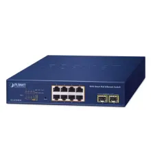 Layer 2 Web Smart Ethernet Switch<br>
8-Port 10/100/1000T IEEE802.3af/at PoE+ port (Port başına 30.8 watt) (PoE Güç Bütçesi maks. 120 Watt)<br>
2-Port 1000X SFP yuva<br>
8-Port 10/100/1000T 802.3at PoE + 2-Port 1000X SFP Web Smart Ethern