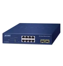Layer 2 Web Smart Ethernet Switch<br>
8 x 10/100/1000BASE-T port<br>
2 x 100/1000BASE-X SFP yuva<br>
8-Port 10/100/1000T + 2-Port 1000X SFP Web Smart Ethernet Switch