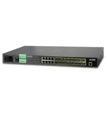 Layer 2+ Yönetilebilir Metro Ethernet Switch (Layer 2+ Managed Metro Ethernet Switch)<br>
16 x 100/1000BASE-X mini-GBIC/SFP yuva<br>
8 x 10/100/1000BASE-T<br>
1 x Konsol port