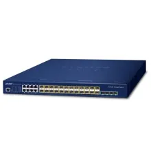 Layer 3 Stack Edilebilir Switch (Layer 3 Stackable Switch)<br>
24 x 100/1000X SFP yuva<br>
8 x 10/100/1000T combo port<br>
4 x 1G/10G SFP+ yuva<br>
1 x Konsol port<br>
Çift Güç Kaynağı (100~240V AC)