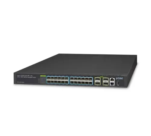 Layer 3 Yönetilebilir Switch (Layer 3 Managed Switch)<br>
24 x 10GBASE-SR/LR SFP+ yuva (1000BASE-SX/LX/BX SFP uyumlu)<br>
4 x 100G QSFP28 yuva, 100/40 Gigabit Ethernet destekler, 4 x 10 Gigabit Ethernet mod<br>  
1 x 10/100/1000Base-T RJ