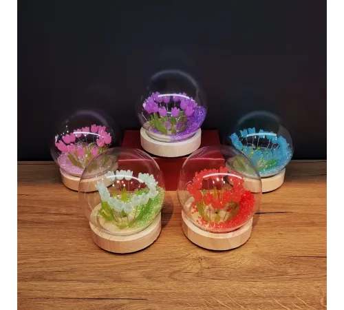 Led Işıklı Lale Cam Fanus 1 Adet