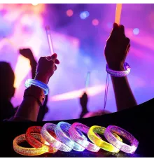 Led Işıklı Pilli Işıklı Rengarenk Kalın Bileklik Işıklı Bilezik Karışık Renk 1 Adet