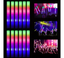 Led Işıklı Rengarenk Sünger Parti Çubuk Işıklı Kauçuk Sopa 46 cm 12 Adet