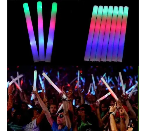 Led Işıklı Rengarenk Sünger Parti Çubuk Işıklı Kauçuk Sopa 46 cm