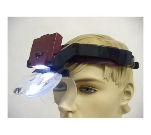 Lens Takmalı 4 Lens Led Lambalı Şapka Tip Büyüteç