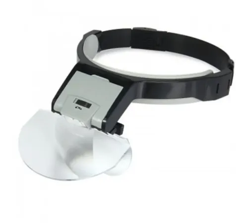 Lens Takmalı 5 Lenslı Led Lambalı Şapka Tip Büyüteç