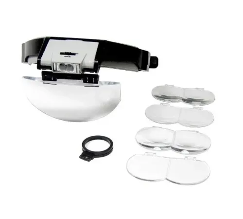 Lens Takmalı 5 Lenslı Led Lambalı Şapka Tip Büyüteç