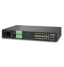 Managed Metro Ethernet Switch<br>
8-Port 1000BASE-SX/LX/BX SFP/mini-GBIC yuva (Port-1 ile Port-8 arası), 100Base-FX SFP uyumlu<br>
2-Port 10/100/1000Base-T<br>  
1 x Konsol port<br>
-10~60 Derece C