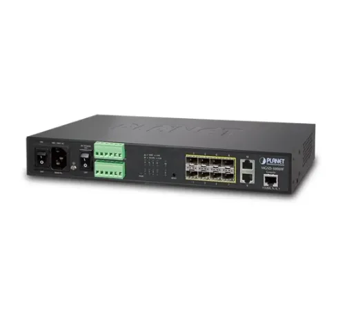 Managed Metro Ethernet Switch<br>
8-Port 1000BASE-SX/LX/BX SFP/mini-GBIC yuva (Port-1 ile Port-8 arası), 100Base-FX SFP uyumlu<br>
2-Port 10/100/1000Base-T<br>  
1 x Konsol port<br>
-10~60 Derece C