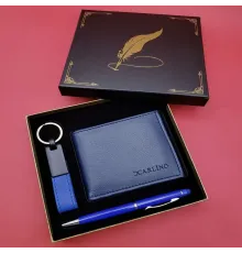 Mavi Cüzdan Anahtarlık Ve Kalem