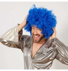 Mavi Renk Kıvırcık Afro Bonus Peruk