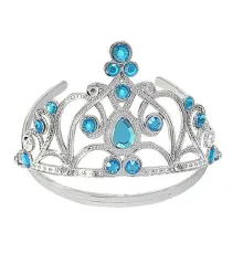 Mavi Taşlı Elsa Çocuk Tacı Prenses Tacı Kraliçe Tacı 16x14 cm