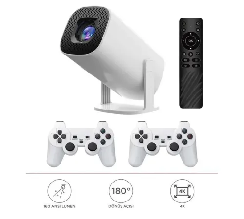 Max Mini Beyaz Taşınabilir Retro Video Konsolu Android Akıllı Projektör Projeksiyon P30