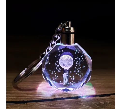 Merdiven Ay Tasarımlı Işıklı Kristal Anahtarlık