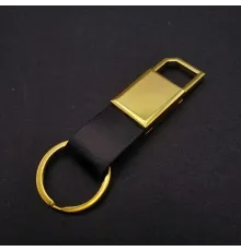 Metal Deri Anahtarlık Siyah Gold