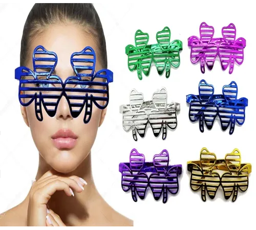 Metalize Ekstra Parlak Yaprak Panjur Parti Gözlüğü 6 Renk 6 Adet