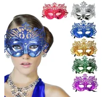 Metalize Hologramlı Balo Venedik Parti Maskesi 6 Renk 6 Adet