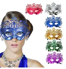 Metalize Hologramlı Balo Venedik Parti Maskesi 6 Renk 6 Adet