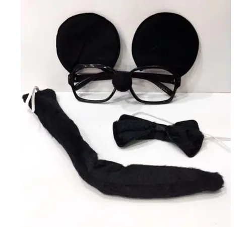 Mickey Mouse Gözlüğü Papyonu Kuyruğu Seti