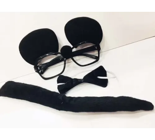 Mickey Mouse Gözlüğü Papyonu Kuyruğu Seti