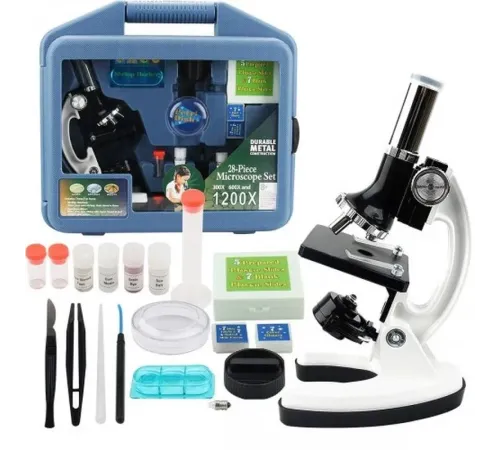 Mikroskop Taşınabilir Set 28 Parça Eğitim Mikroskop Kiti 300X 600X Ve 1200X Çocuklara