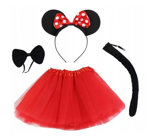 Minnie Mouse Kostüm Seti Etek Taç Kuyruk Papyon Gösteri Seti