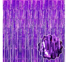 Mor Renk Ekstra Metalize Parlak Saçaklı Arka Fon Perde İthal 1x2 Metre