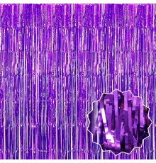 Mor Renk Ekstra Metalize Parlak Saçaklı Arka Fon Perde İthal 1x2 Metre