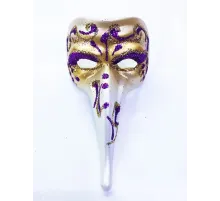 Mor Renk İşlemeli Seramik Malzemeden İmal Venedik Uzun Maske Magnet