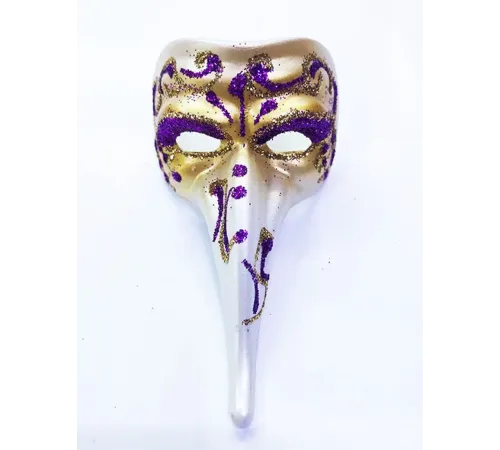 Mor Renk İşlemeli Seramik Malzemeden İmal Venedik Uzun Maske Magnet